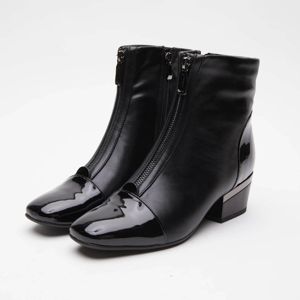 Azura Italian Mozza-B Boot | Black Patent Cap Toe | Go-Go Style | EU 37 / NIB - Picture 2 of 6